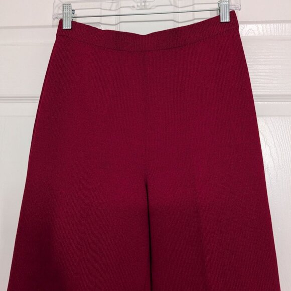 Vintage St John Santana Knit Pants Womens Size 6 Red Wide Leg Pull On USA Made - Picture 2 of 15